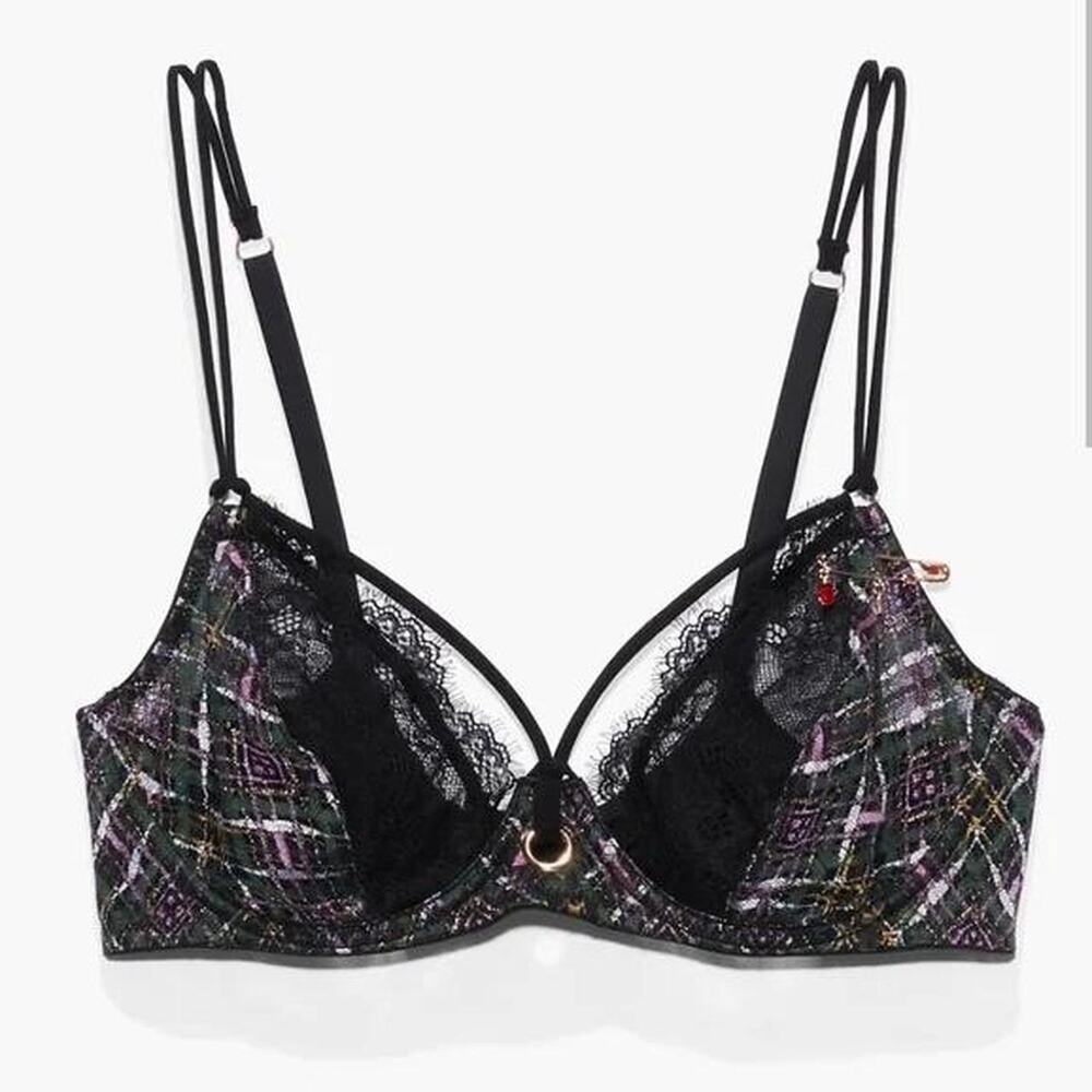 Fenty nwt bra still in bag 34a black multi colored plaid